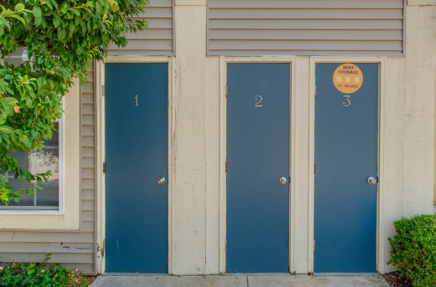 Outdoor storage in a Greenwood apartment community.